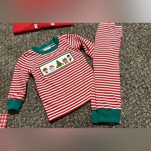 Busy Bee Smocks Striped Red and Green Kids Pajamas